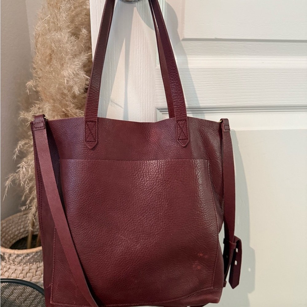 Madewell Deep Red Leather Tote